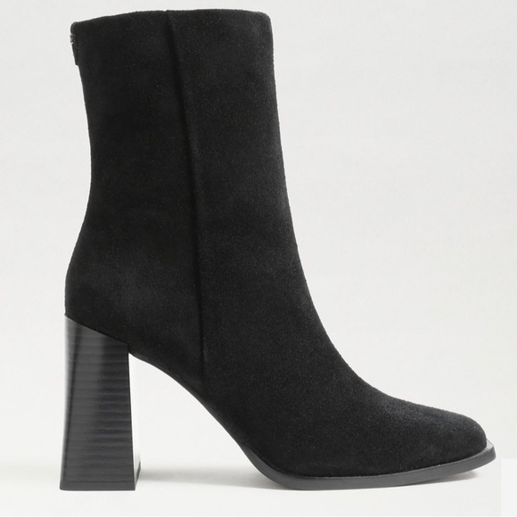 SAM EDELMAN IVETTE ANKLE BOOTIE BLACK SUEDE LEATHER 3.5 HEEL - Picture 1 of 11